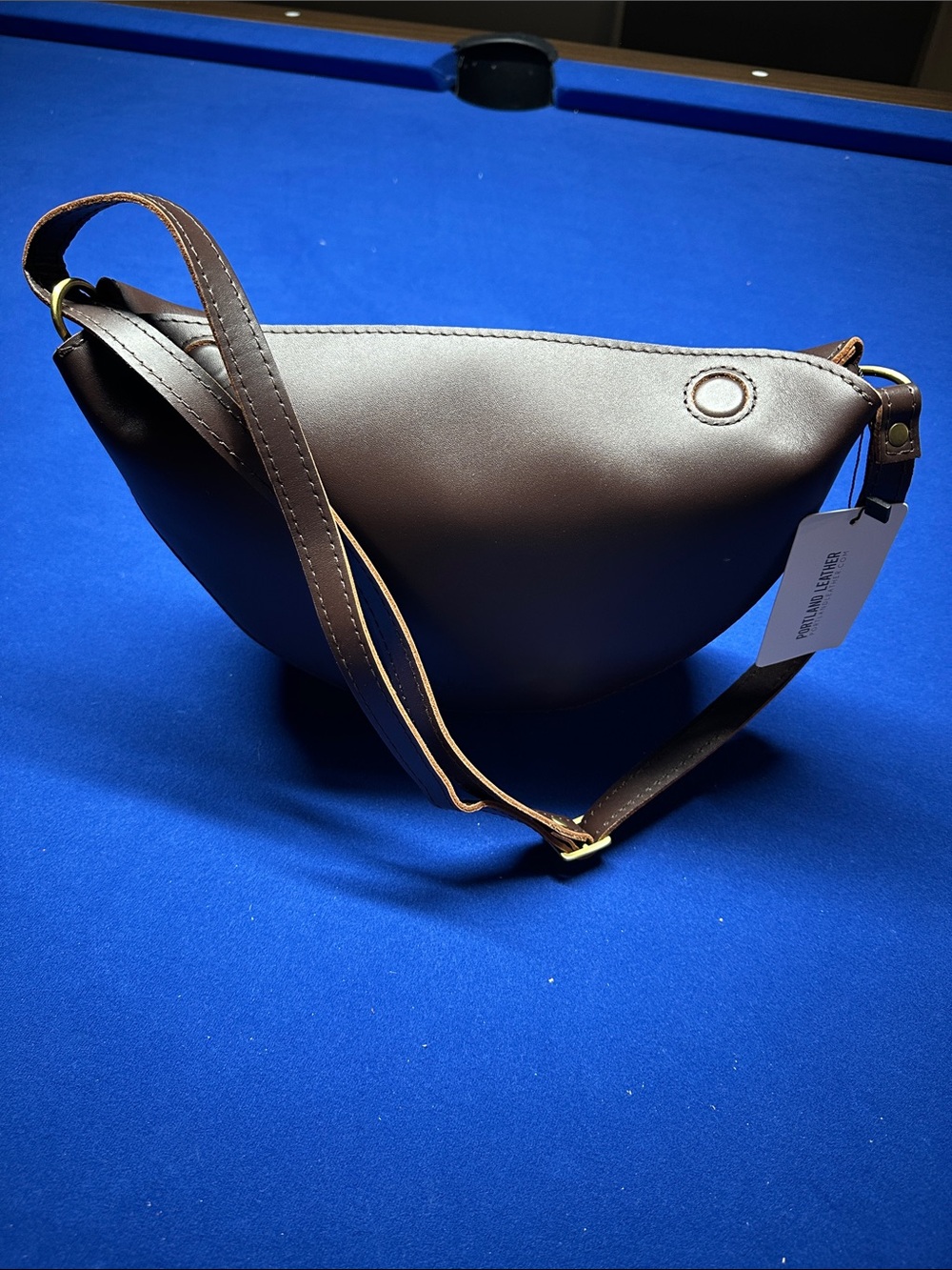 Women's Brown Leather Crescent Crossbody Bag - Minimalist Everyday Carry
